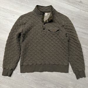 Faherty Epic Quilted Fleece Pullover in olive melange Size Small